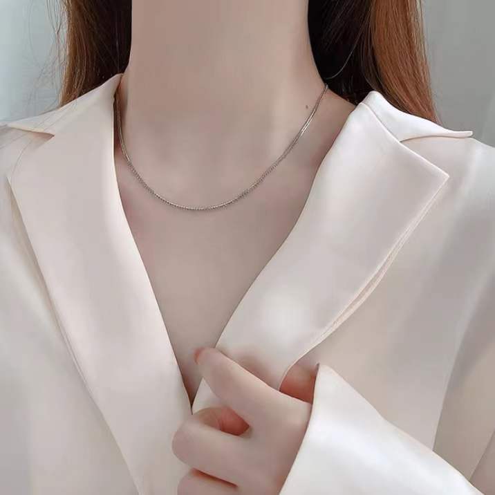 Women's Sterling Sier Sweater Chain Simple Chopin Necklaces