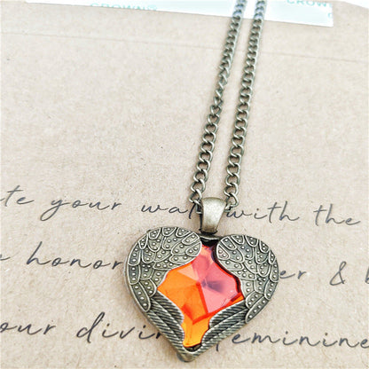 Peach Heart Wings Long Short Love Pendant Niche Temperament Necklaces