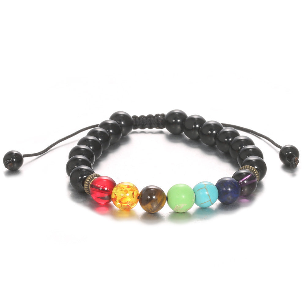 Black Volcanic Rock Handmade Beaded Yoga Bracelets