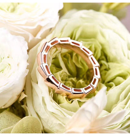 Design Snake Bone Rose Gold Plated Sterling Rings