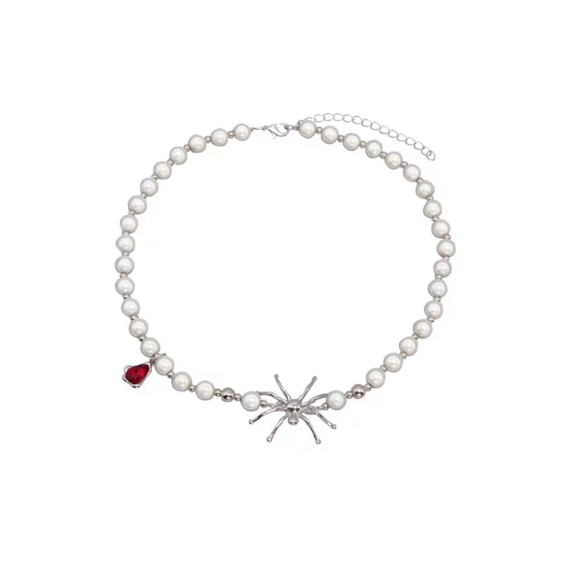 Sweet Cool Hot Spider Reflective Pearl Necklaces