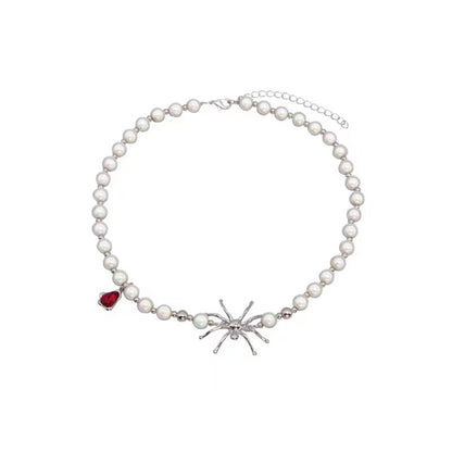 Sweet Cool Hot Spider Reflective Pearl Necklaces