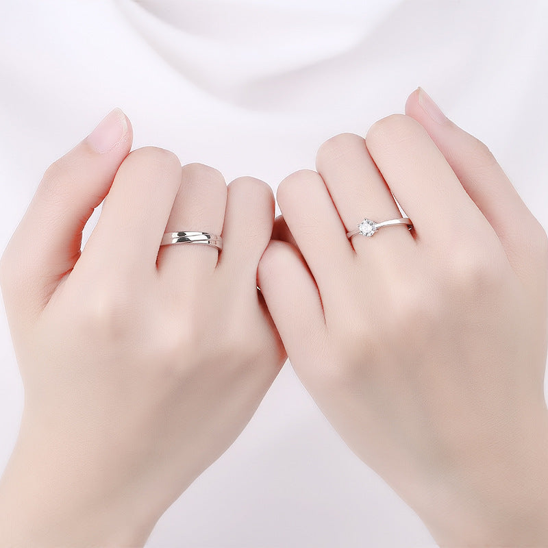 Minority Simple Zircon Diamond Open Valentine's Rings