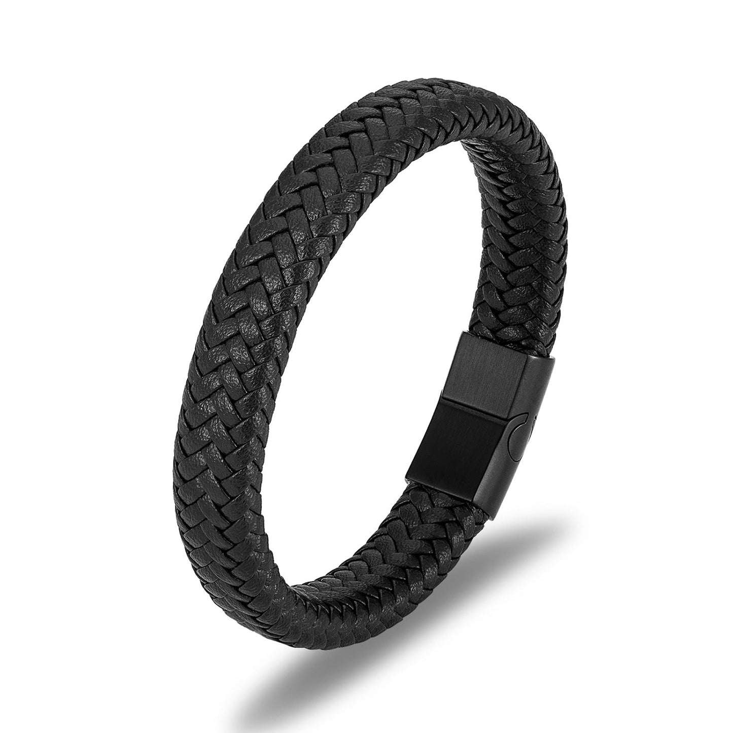 Men's Fashion Woven Leather Simplicity Stainless Steel Bracelets