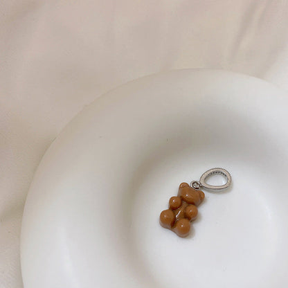 Transparent Bear Metal Smiley Pendant Female Necklaces