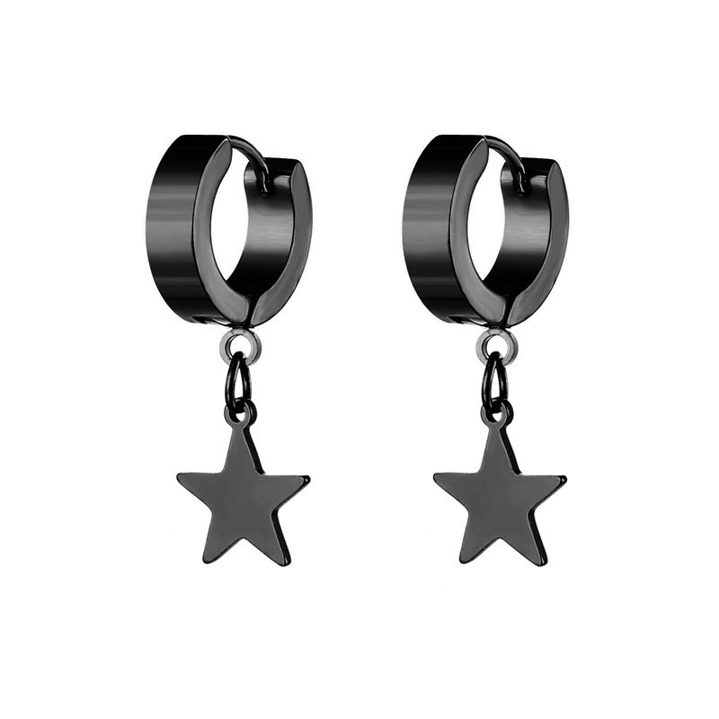 Women's & Men's & Titanium Steel Pentagram Star Pendant Earrings