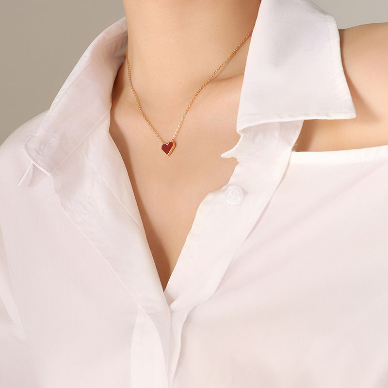 Heart Clavicle Chain Titanium Steel Gold-plated Vintage Peach Necklaces