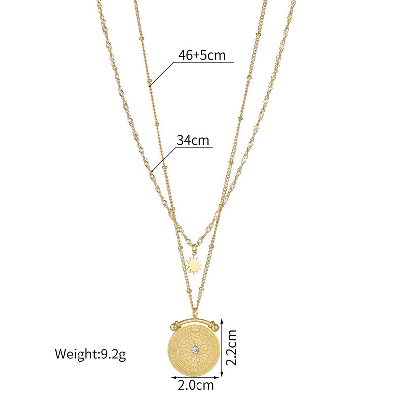 Women's Steel Mango Diamond Round For Design Twin Necklaces