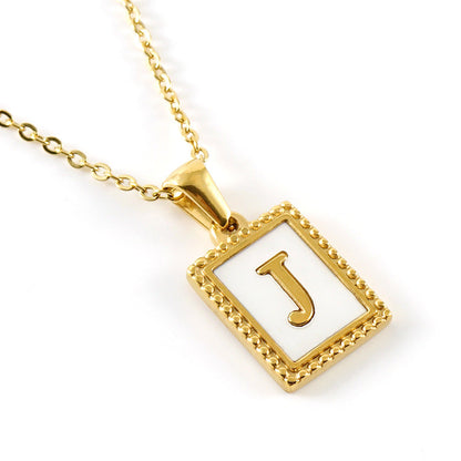 Gold Stainless Steel Shell Letter Female Titanium Pendant Necklaces