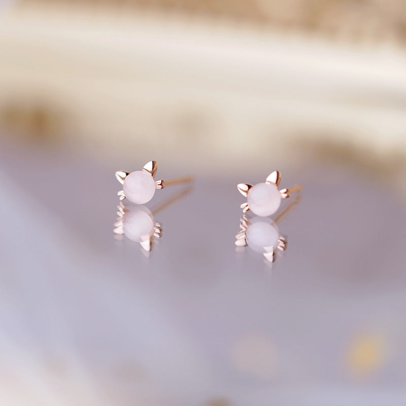 Women's Opal Kitten Small Cute Cat Simple Rings