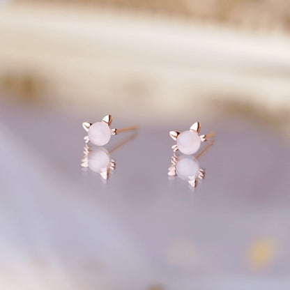 Women's Opal Kitten Small Cute Cat Simple Rings