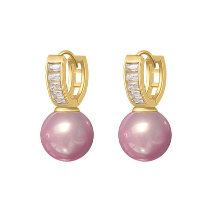 Women's Pink Pearl Fashionable High-grade Light Luxury Minority Earrings