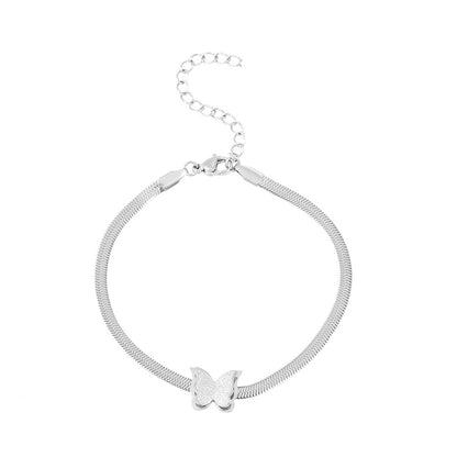 Women's Plated Frosted Butterfly Pendant Fashion Snake Necklaces