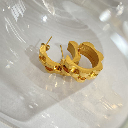 Style Crawler Stitching Two-color Watch Chain Titanium Steel Vacuum Earrings