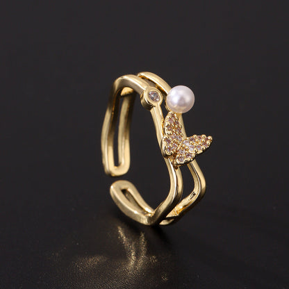 Women's Special Interest Light Luxury Design Pearl Fashion Rings
