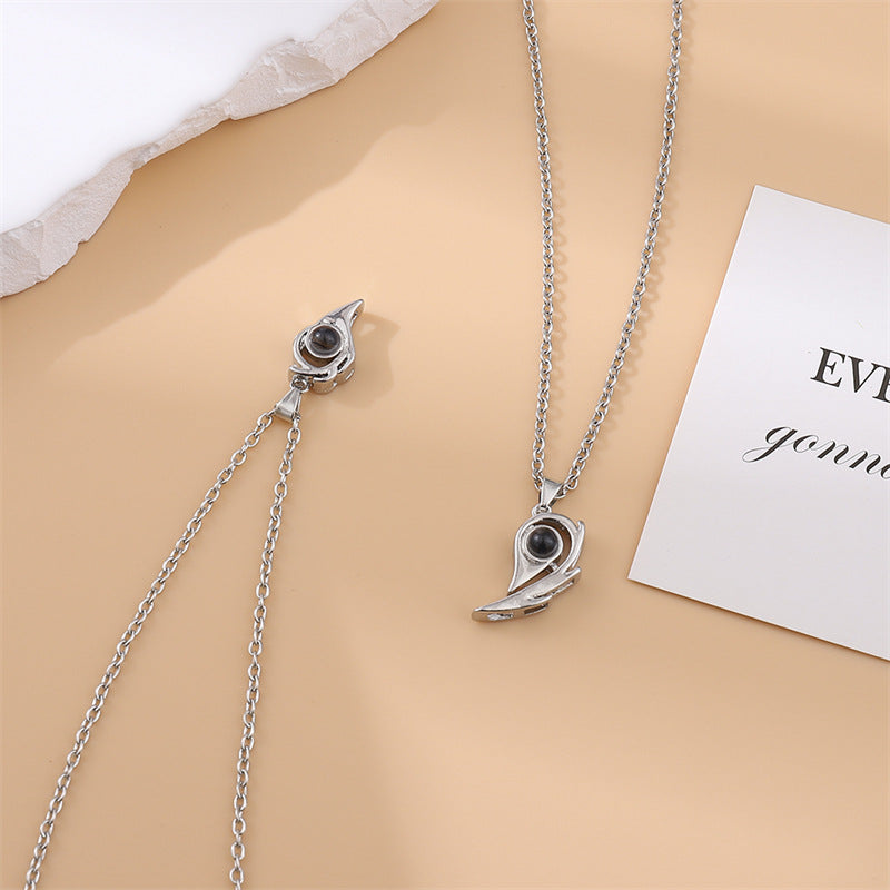Wing Sun Moon Heart-shaped Projection Languages Necklaces