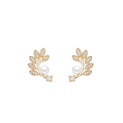 Women's Minority Full Diamond Feather Advanced Design Earrings