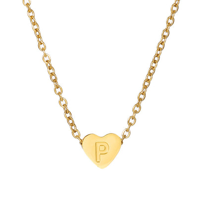 Gold Stainless Steel Heart-shaped Letter Female Titanium Necklaces