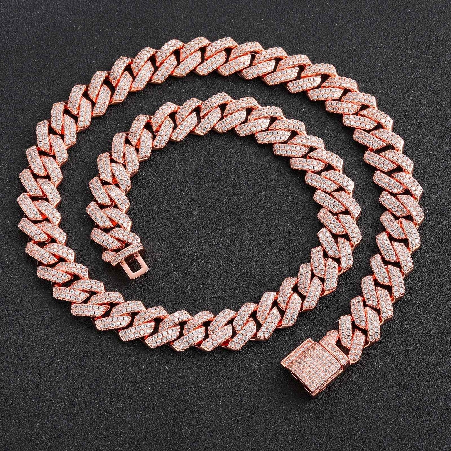 Men's Hop Bar Cuban Copper Inlaid Zircon Necklaces