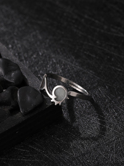 Cute Night Glow Ornament Fashion Geometric Stainless Steel Rings