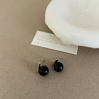 Design Black Natural Stone Pearl Metal Female Niche Retro Earrings