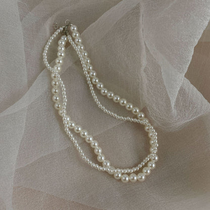 Vintage Pearl Twin Texture Design Clavicle Chain Simple Necklaces