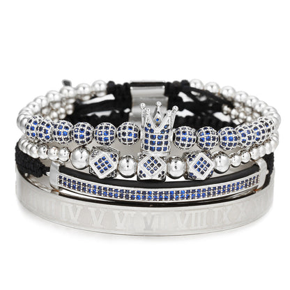 Rhinestone Ball Diamond Double Row Crescent Combination Bracelets