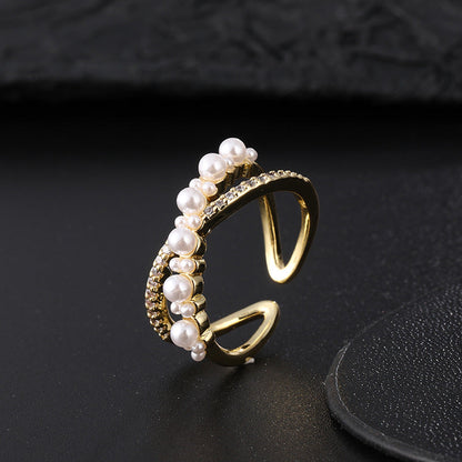 Women's Special Interest Light Luxury Design Pearl Fashion Rings