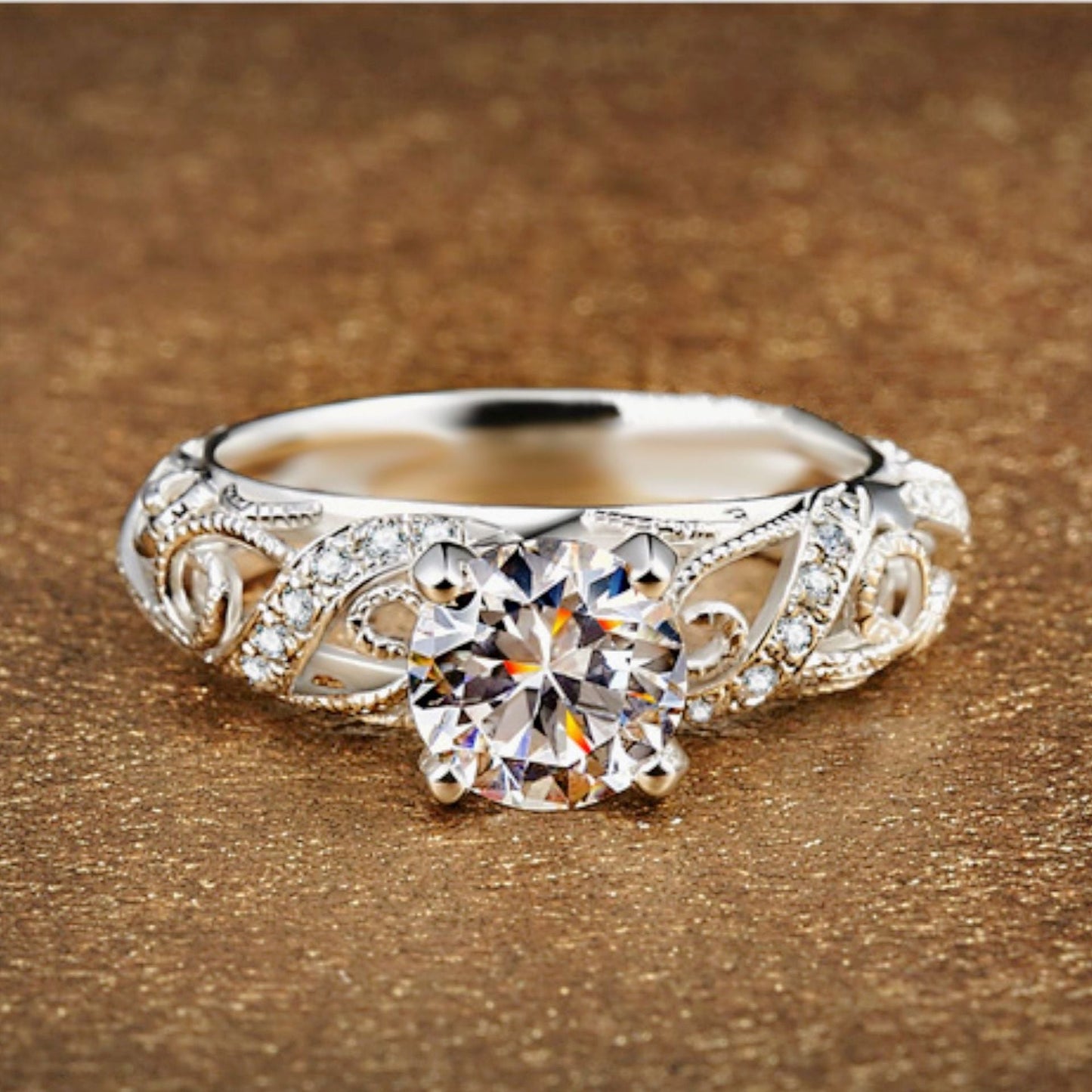 Luxury Zircon Colorful Gold Diamond Elegant Palace Rings