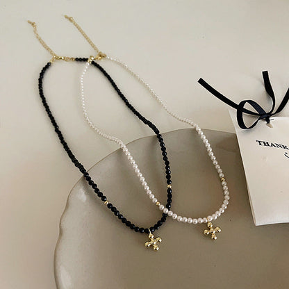 Women's Vintage Pearl Crystal Cross For Niche Necklaces