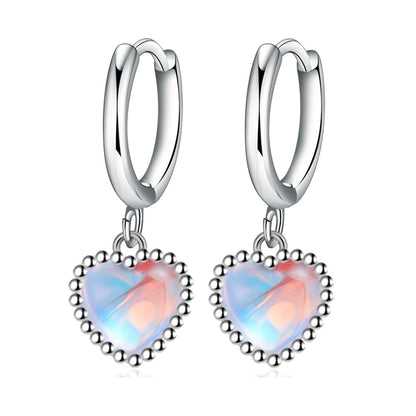 Women's Heart Fashion Korean Heart-shaped Moonstone Ear Earrings