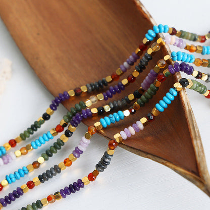 High-grade Light Luxury Mixed Color Natural Stone Abacus Necklaces