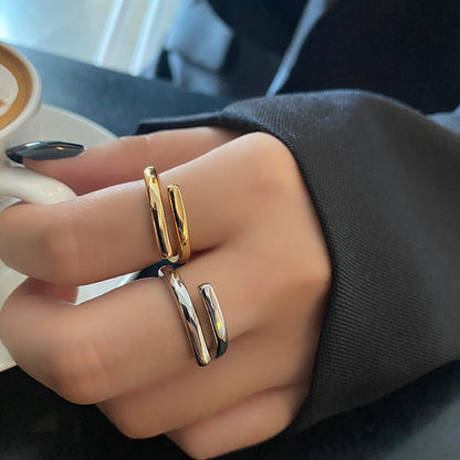 Women's French Style High-grade Metal Texture Cold Rings