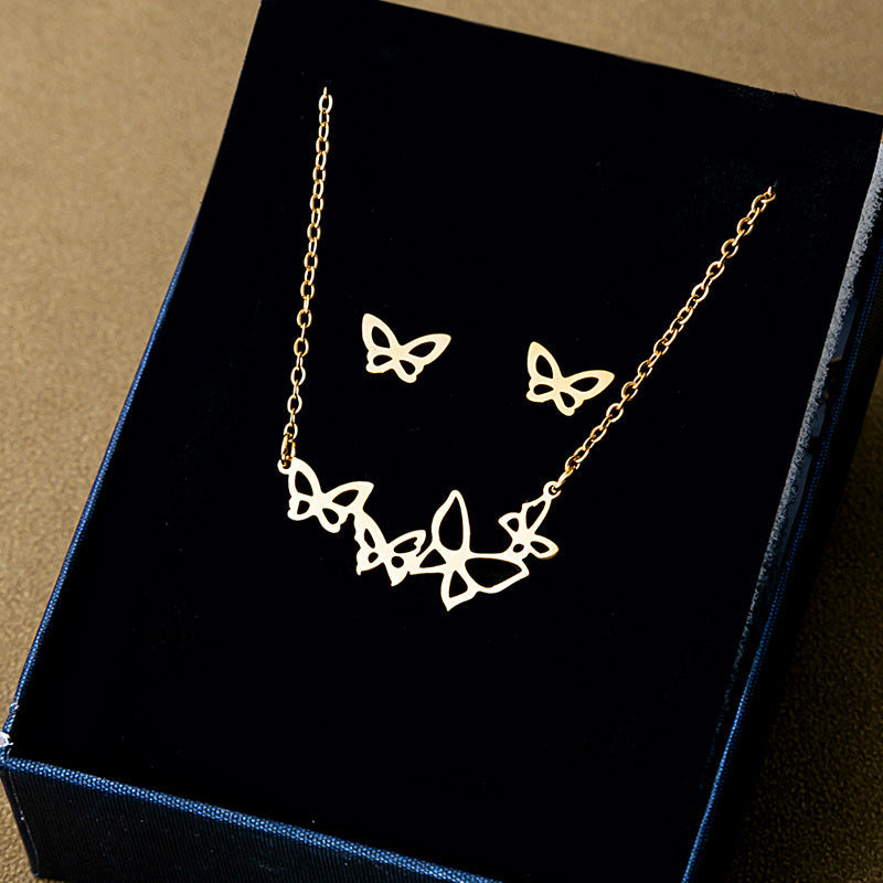 Stainless Steel And Set Geometric Cross Necklaces