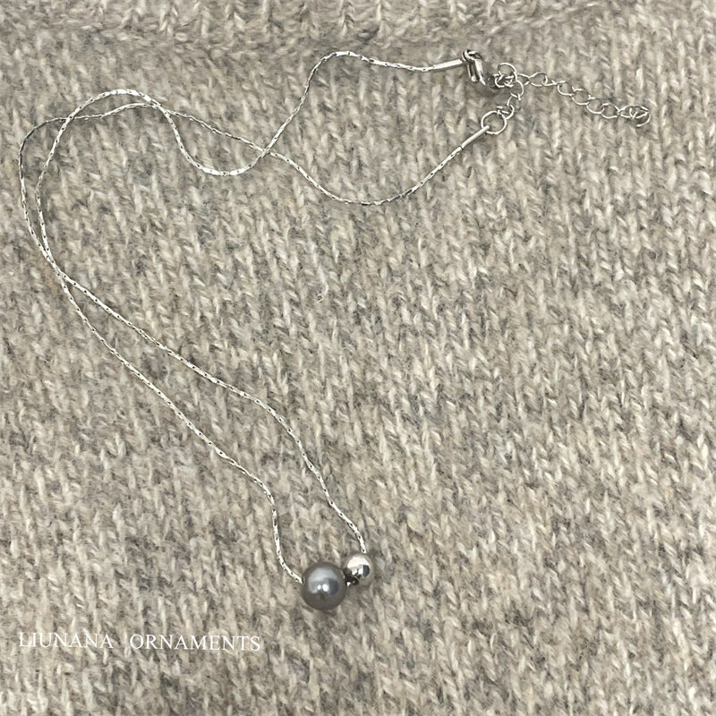 Retro Tahitian Gray Bright Pearl Pendant Temperament Necklaces