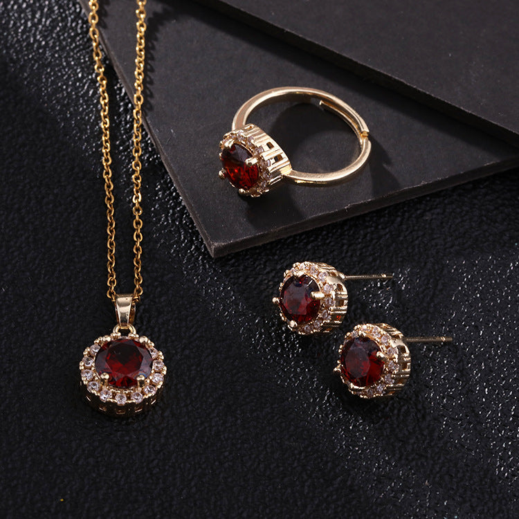 Temperament Micro Inlaid Color Zircon Gold Plated Necklaces
