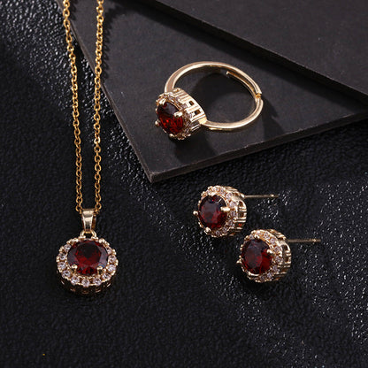 Temperament Micro Inlaid Color Zircon Gold Plated Necklaces