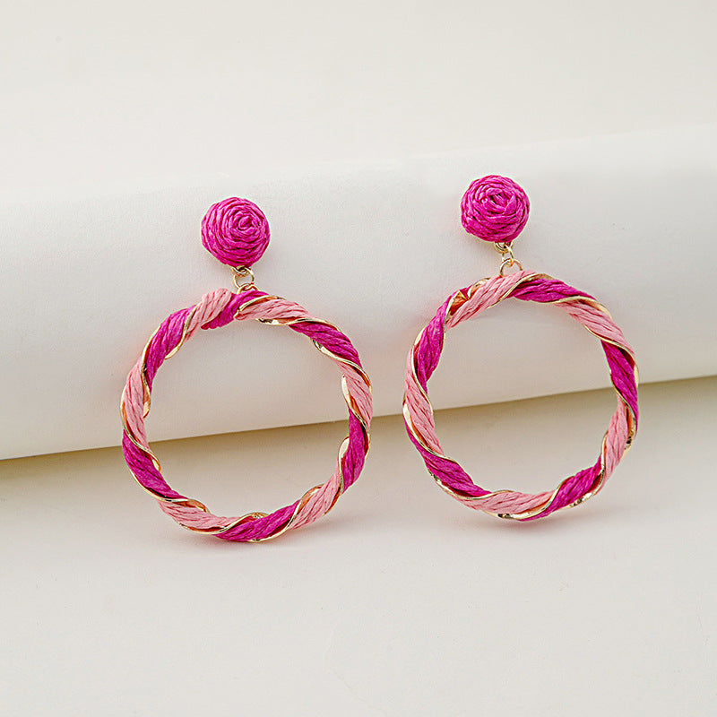 Fashion Color Raffia Woven Creative Cool Rings