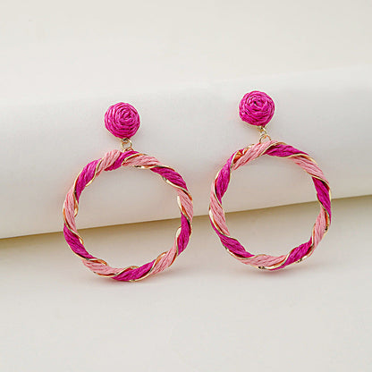Fashion Color Raffia Woven Creative Cool Rings