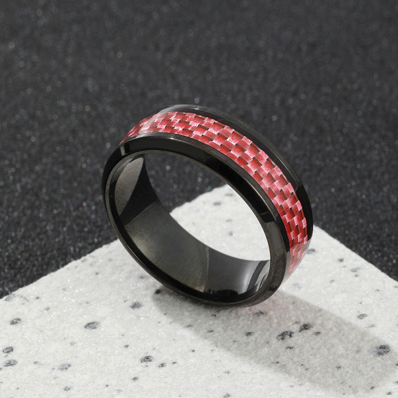 Men's Stainless Steel Ornament Simple Carbon Fiber Multicolor Rings