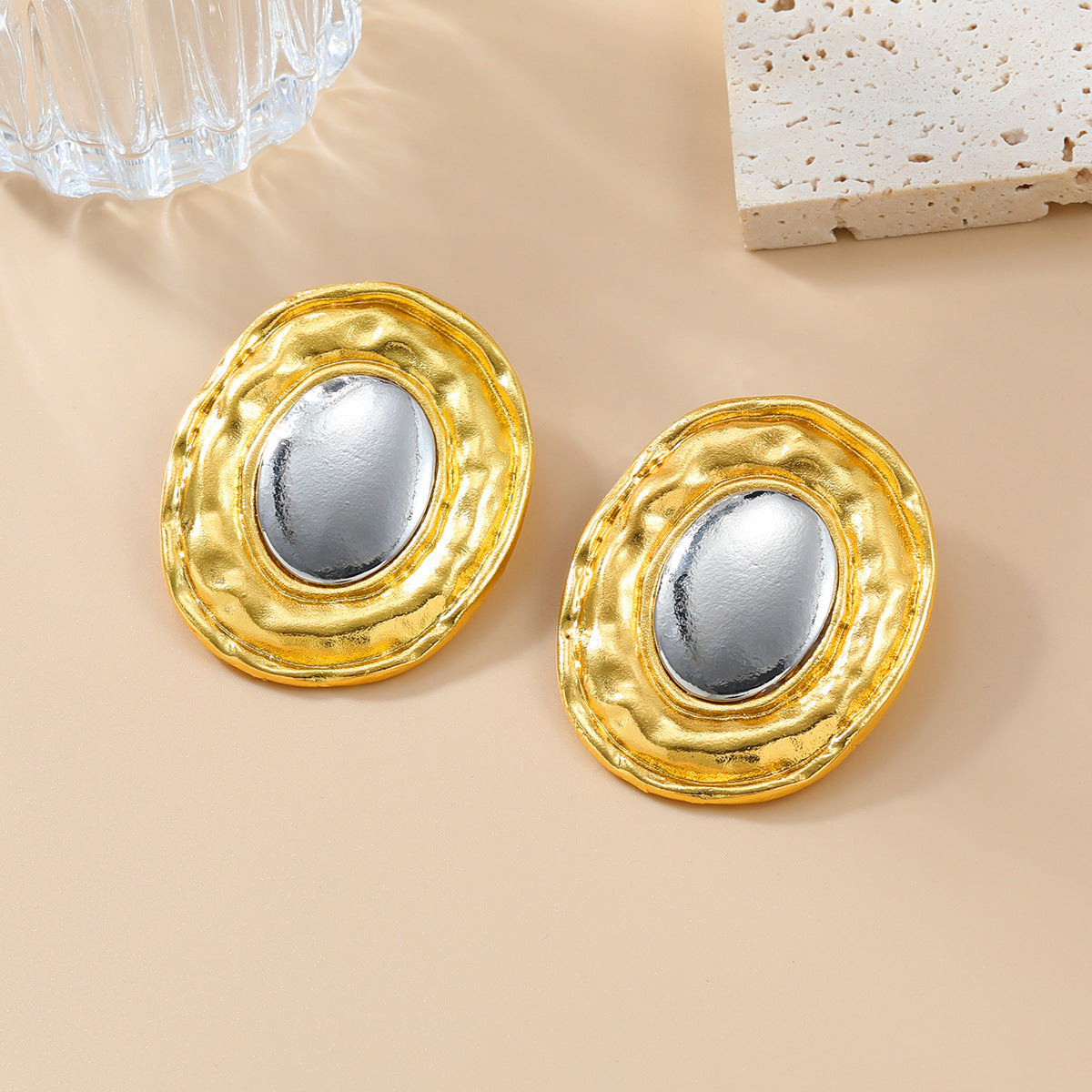 Women's Summer Metal Alloy Exaggerated Round Gold Earrings