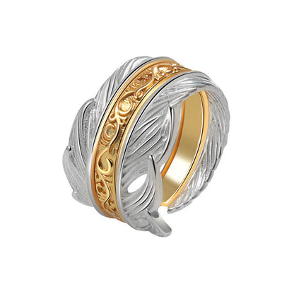 Women's Combination Split Gold And Sier Contrast Rings
