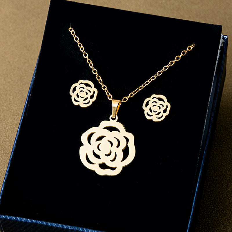 Stainless Steel And Set Geometric Cross Necklaces