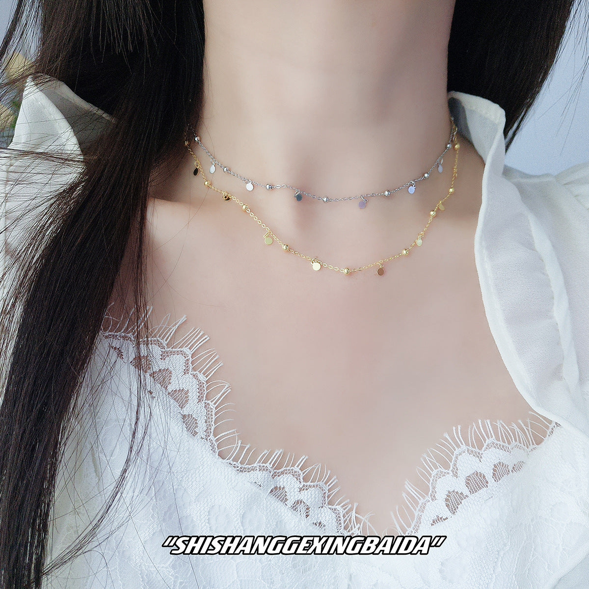 Women's Sterling Sier Spacer Bead Temperamental Minority High-grade Ornament Light Necklaces