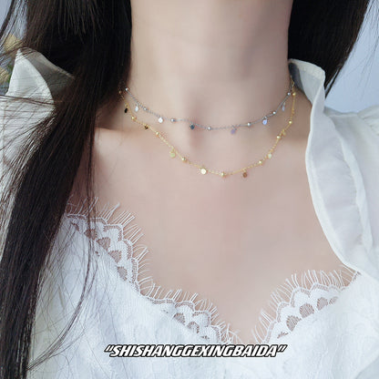 Women's Sterling Sier Spacer Bead Temperamental Minority High-grade Ornament Light Necklaces