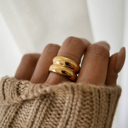 Gold-plated Wide-brimmed Texture Metal Fashion Simple Rings