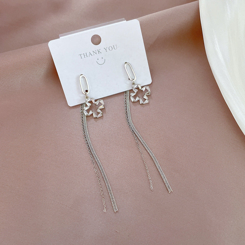 Diamond Geometric Ear Female Temperament Long Fringe Earrings
