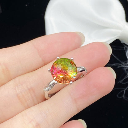 Colorful Tourmaline Open Female Fireworks Cutter Rings