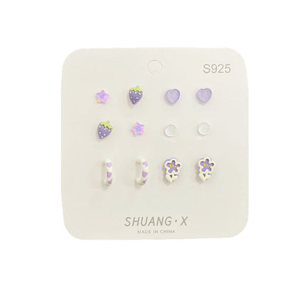 Color Shaped Ear Set Sweet Niche Mori Earrings