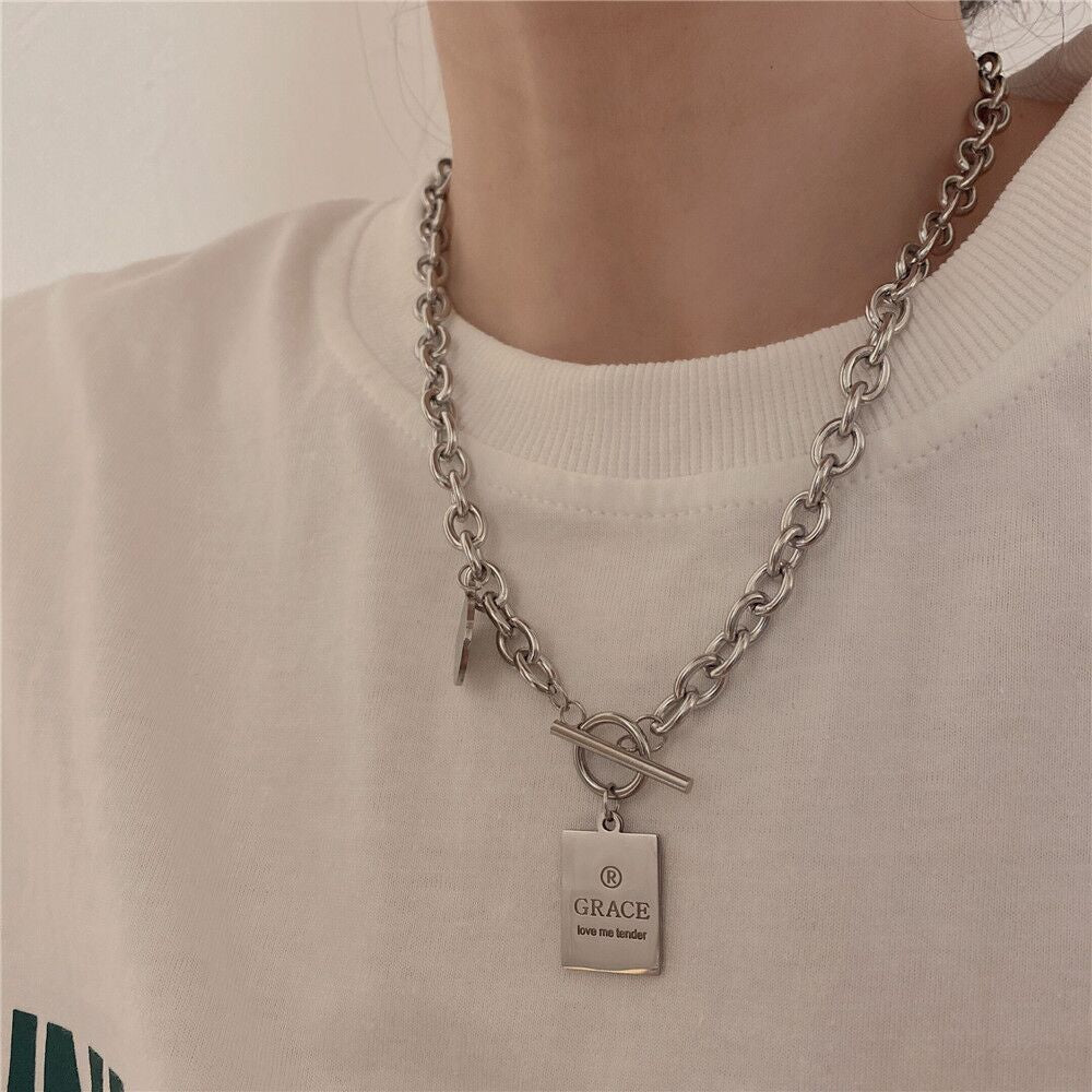 Women's & Men's Design Steel Twin Sweater Hip Hop Necklaces